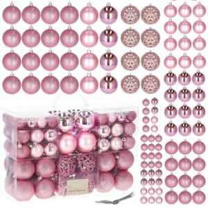 Boules de Noël - SPRINGOS - 100 pcs - Plastique - 6 cm - Quatre motifs différents