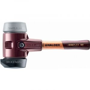 Maillet HALDER SIMPLEX Caoutchouc chargé, avec pied intégré / TPE moyen, avec boîtier en fonte malléable et manche en bois de haute qualité - D=80 mm - Manche extra-court - 3023.282