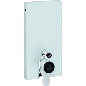 Geberit Module sanitaire monolithique pour WC autonome, 101cm, raccordement d'eau latéral, avec raccord en P, Coloris: Verre blanc / aluminium