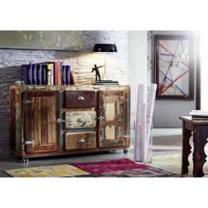 Massivmoebel24 - Buffet 150x40 Bois de récupération laqué Multicolore freezy 07 - multicolore
