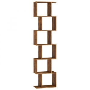 Image de Bibliothèque, Étagère à 6 Niveaux, 24 x 40 x 191 cm, Meuble de rangement, Cloison Séparateur, Moderne, pour Salon, Chambre, Bureau, Marron Rustique