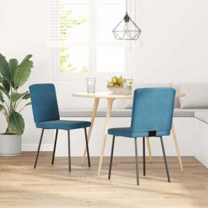VidaXL Chaises &agrave; manger lot de 2 Bleu Velours