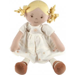 Poupée blonde Priscy avec robe en lin - Bonikka