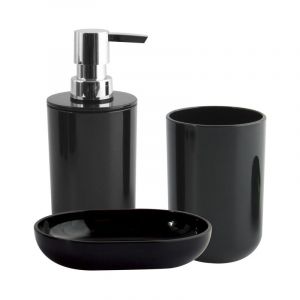MSV Lot de 3 accessoires de salle de bain inagua Noir
