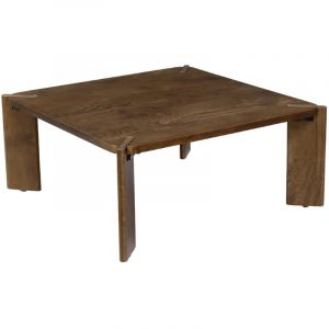 Table basse exotique carr&eacute;e bois massif 80cm noyer - Reva