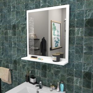 Meuble sous vasque 2 tiroirs MALAGA 60 cm + vasque + miroir / Blanc