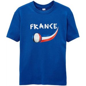 Supportershop Garçon France Coup du Monde T Shirt supporter, Bleu Royale, 12-14 ans EU