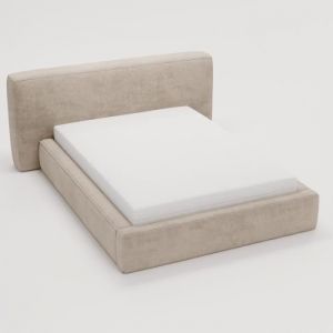 Lit Coffre Tissu Chenille Mona - Tissu Chenille Beiges - 180x200, Style, x x cm - Tissu Chenille Beiges - Meubler Design