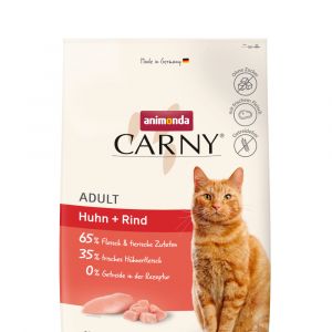 Animonda Carny Nourriture pour Chat Adulte - Croquettes Chat sans Sucre et sans céréales - avec Poulet + bœuf 1x10kg