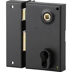 THIRARD Boitier de serrure verticale en applique double entr&eacute;e &agrave; fouillot pour entr&eacute;e, gauche, axe 45mm, 73x125mm, noir