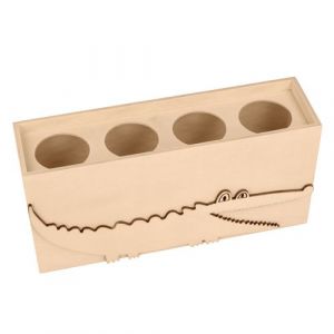 Artémio Pot à crayon crocodile en bois