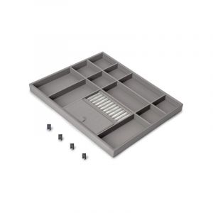 Emuca 7137252 Tiroir organisateur pour placards et commodes Quartz, 540 (M70), Eco pelle et bois, Titane