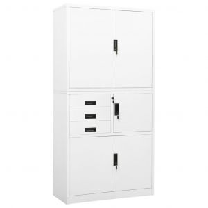 VidaXL Armoire de bureau 90x40x180 cm Acier Blanc - Blanc