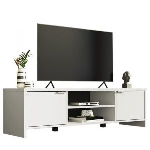 Meuble TV - Madesa - 4 étagères 65 Pouces 145x38x40 - Bois Blanc