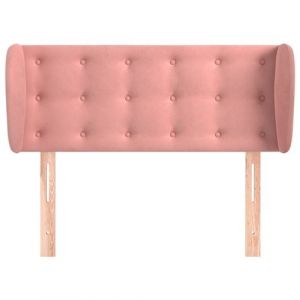 VidaXL Tête de Lit avec Oreilles Meuble de Chambre à Coucher Accessoire de Lit Simple Tête de Cadre de Lit Rose 83x23x78/88 cm Velours