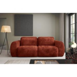 Meublesline Tendencio - Canapé Convertible 3 Places cladia Terracotta