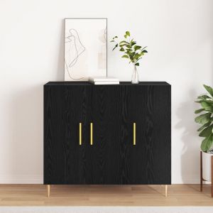 VidaXL Buffet Chêne noir 90 x 34 x 80 cm Bois d'ingénierie