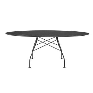 Kartell Table ovale GLOSSY MARBLE 192 x 118 cm (Noir - Grès finition Marbre et acier verni noir)