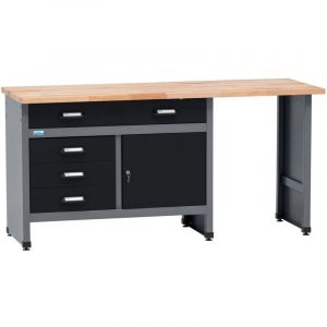 Kupper &Eacute;tabli mod&egrave;le 12039, largeur 170 cm, 1 porte, 4 tiroirs, capacit&eacute; de charge 300 kg, plan de travail en h&ecirc;tre massif 30 mm