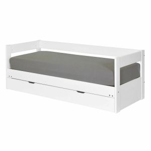 Pack lit banquette gigogne avec tiroir et matelas blanc 80x200 cm