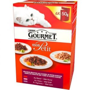Purina Gourmet Mon Petit - Pat&eacute; pour chat : boeuf, veau, agneau (6 x 50 g)