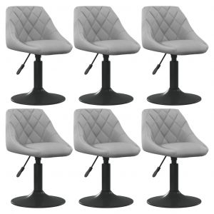 VidaXL Chaises pivotantes de salle à manger 6 pcs Gris clair Velours - Gris clair