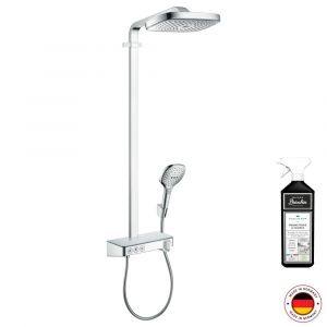 Hansgrohe Colonne de douche thermostatique Raindance Select E 300 3 jets avec mitigeur 30 cm chromée + nettoyant Briochin