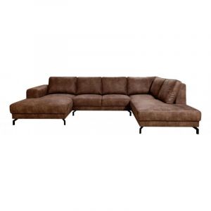 Image de Canap&eacute; panoramique droit Wout tissu effet vieilli