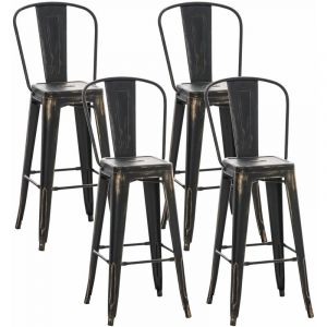 Image de CLP Lot de 4 tabourets de bar Design Aiden noir/or