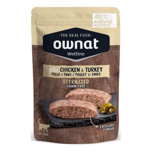 Ownat Pâtée pour Chat stérilisé 100% naturelle et sans céréales - Marron