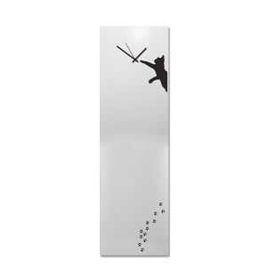 DESIGNoBJECT horloge murale CAT CLOCK (Blanc - Tôle coupée au laser)