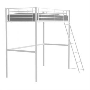 Lit mezzanine ELIOT 90 190 cm Métal Sommier inclus Blanc