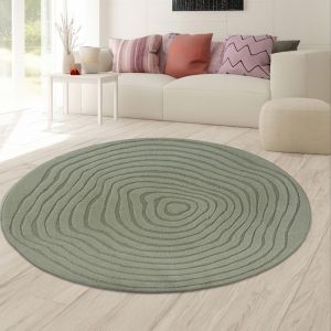 Tapis rond vert motif vagues 3D doux et facile d&rsquo;entretien pour salon Gr&ouml;&szlig;e - 120 cm Rund