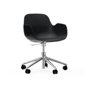 Image de Normann Copenhagen Fauteuil pivotant à roulettes Form - noir - aluminium Noir