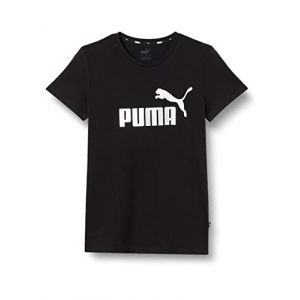 Puma Femme Ess+ T-shirt avec Logo Métallique Tee Noir/Argenté Métallisé, XS EU