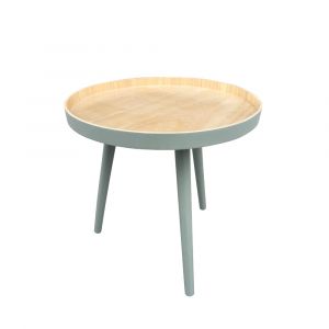 Image de Made by Woood FALSE - Table basse ronde trépied - Bois clair / Vert