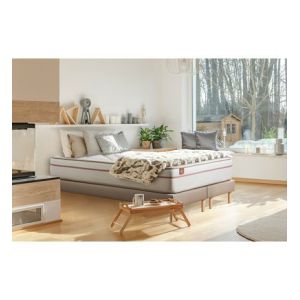 Ensemble sommier matelas LE PAISIBLE 160x200cm M&eacute;moire de forme BioVisco Ep 24cm + double sommiers Beige