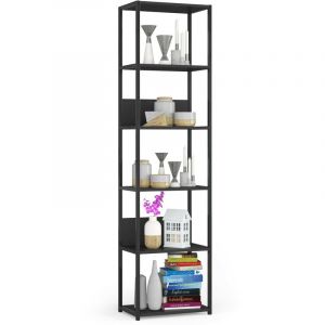 Tagère murale industrielle sur pied Akord Noire 50 cm façade Noire 6 étagères 50x32x192 cm