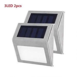 2 Pack Lampe Solaire Exterieur 3 LED Eclairage solaires d'exterieur Lumieres d'etapes pour Jardin Escaliers Chemins Terrasse J04CE