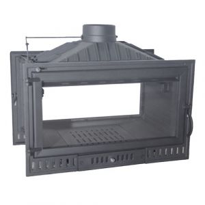 Eider Biomasa Po&ecirc;le &agrave; bois - 12,7 kW - mod&egrave;le HOGAR IRON 90 2 FACE - jusqu'&agrave; 337 m&sup3; - H.67 x l.90 x P.43 cm - Classe &eacute;nerg&eacute;tique A