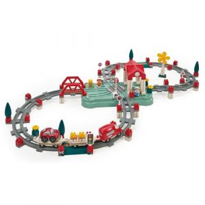 Ecoiffier 1348 - Circuit de Petit Train pour Enfants - Rails et Loco + Wagons - D&egrave;s 18 Mois - Jouet de Construction - Pratique et Facile &agrave; Ranger dans Son Baril de Rangement