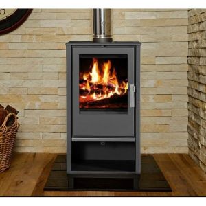 V05 - Poêle à bois Capri 7,6 kW – Classe énergétique a+ – Revêtement en acier – Sortie des fumées Ø150 mm
