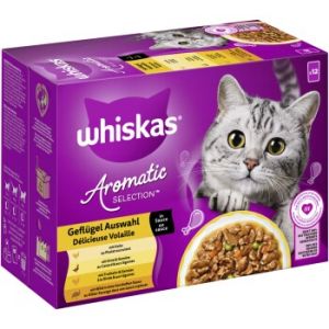 Whiskas Nourriture humide pour chat adulte, multipack, 1+ s&eacute;lection de volaille, en sauce 12x85 g
