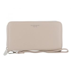 Image de Flora Co Paris - Portefeuille Long Porte-carte Monnaie Tout-en-un Femme Zipp&eacute; Grain&eacute; - Beige