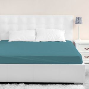 Terre de Nuit Drap housse jersey bleu canard bonnet 40 cm 160x190