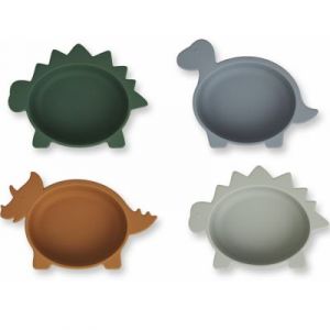 Image de Liewood Lot de 4 bols en silicone Iggy Dino blue multi mix