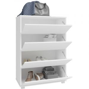 Image de Commode à Chaussures 12 Paires 4 Abattants Blanc - blanc
