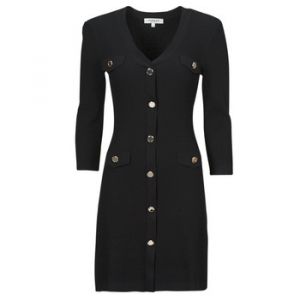 Robe pull ajust&eacute;e manches 3/4 &agrave; boutons noir femme - Taille M