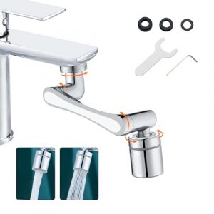 Ibergrif Embout Robinet Pivotant 1440&deg; &ndash; Mousseur Robinet 2 Jets avec Adaptateur 20/22/24 mm pour Cuisine ou Salle de Bain, M91006
