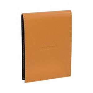 Rhodia 218118C - Porte-bloc ePURE orange format 8,4 x 11,5 cm en simili cuir, avec porte-crayon + bloc N°11 ligné